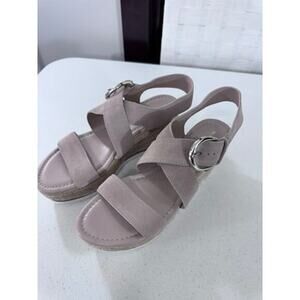 "MARC FISHER" Leather, Strappy, Wedge‎ Sandals, Tweed Wedge, Buckle, Size 8M